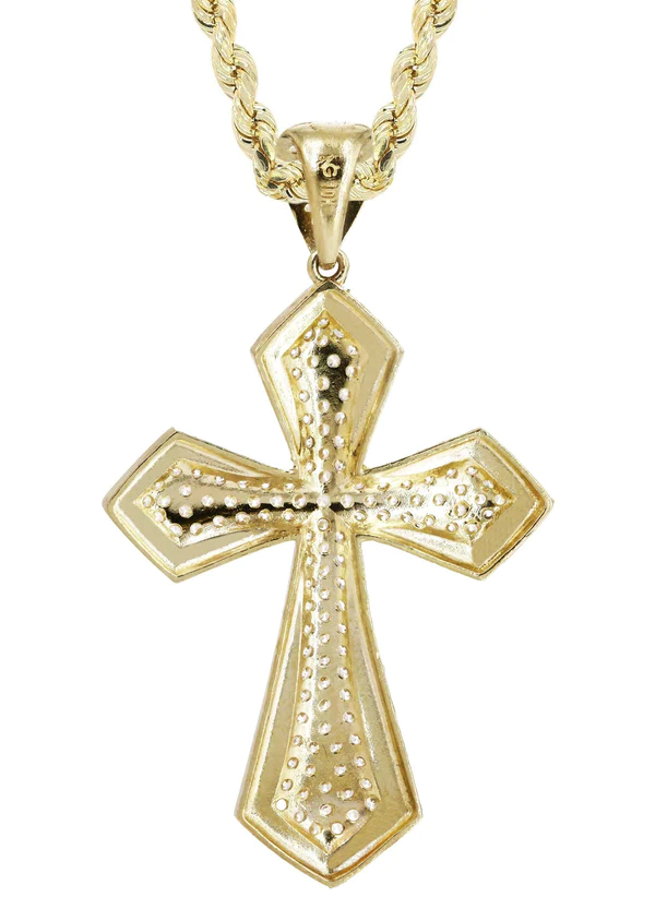 10K Yellow Gold Cross Necklace 3