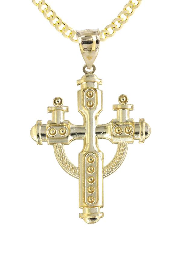 10K Yellow Gold Cross Necklace 3