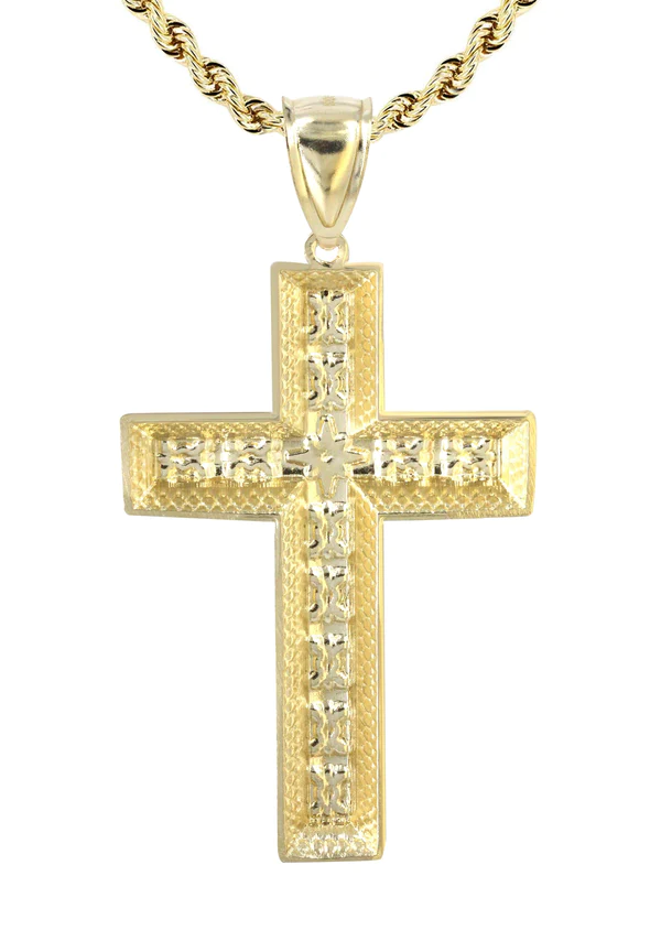 10K Yellow Gold Cross Necklace 3