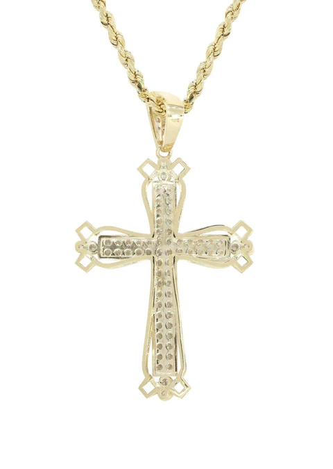 10K Yellow Gold Cross Necklace 3