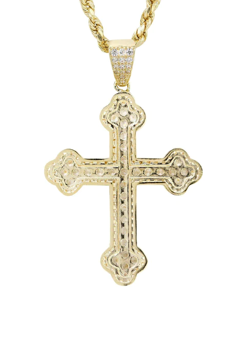 10K Yellow Gold Cross Necklace 4