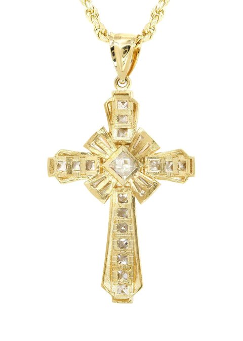 10K Yellow Gold Cross Necklace 4