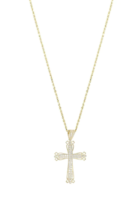 10K Yellow Gold Cross Necklace 5