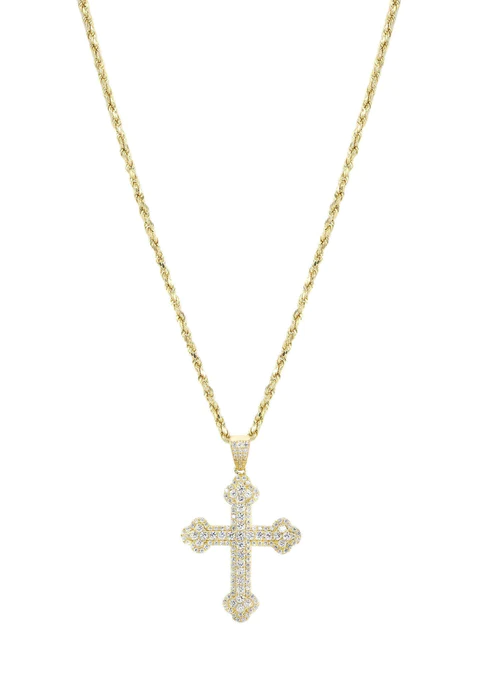 10K Yellow Gold Cross Necklace 6