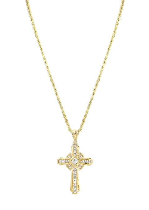 10K Yellow Gold Cross Necklace 6