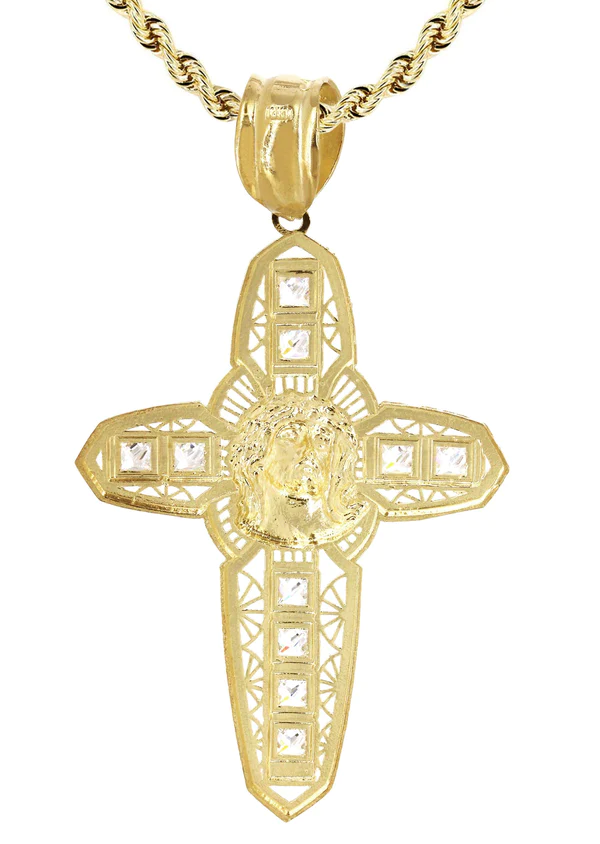 10K Yellow Gold Cross Necklace Appx. 24.7 Grams 3