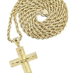 10K Yellow Gold Cross Necklace | Appx. 15.7 Grams