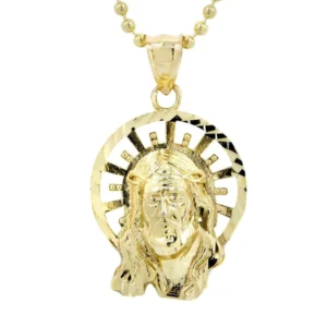 10K Yellow Gold Dog Tag Jesus Piece Chain | Appx. 8.5 Grams