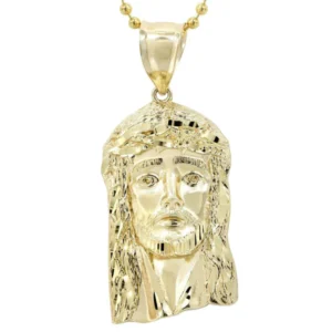 10K Yellow Gold Dog Tag Jesus Piece Chain | Appx. 8.2 Grams