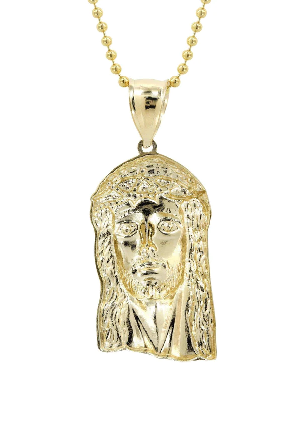 10K Yellow Gold Dog Tag Jesus Piece Chain 3