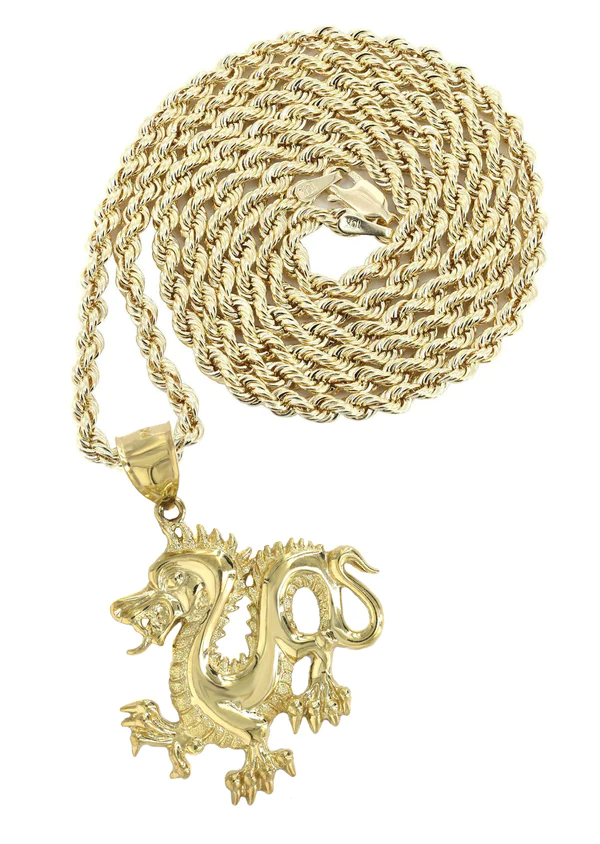 10K Yellow Gold Dragon Necklace 1