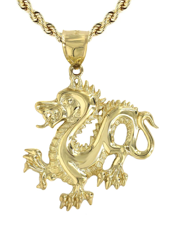 10K Yellow Gold Dragon Necklace 2