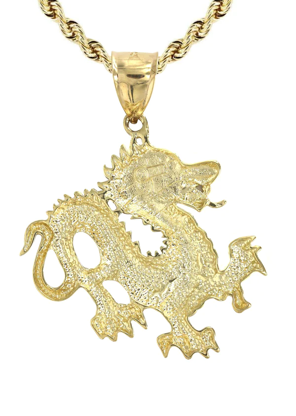 10K Yellow Gold Dragon Necklace 3