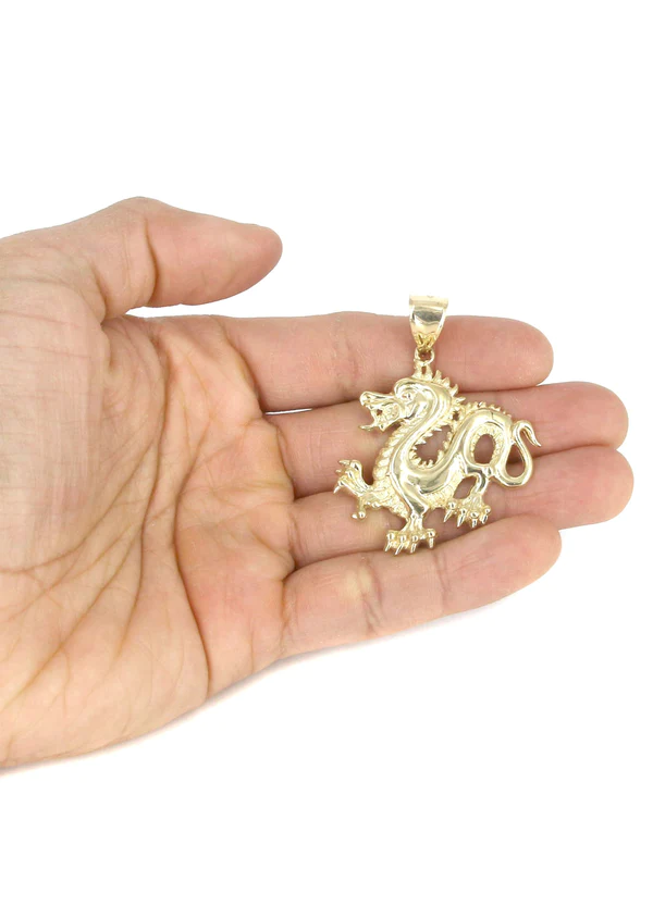 10K Yellow Gold Dragon Necklace 5