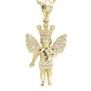 10K Yellow Gold Fancy Link Angel Necklace| Appx. 10 Grams