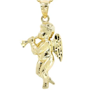 10K Yellow Gold Fancy Link Angel Necklace | Appx. 4.8 Grams