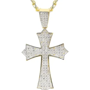10K Yellow Gold Fancy Link Gold Cross Necklace | Appx. 12.3 Grams