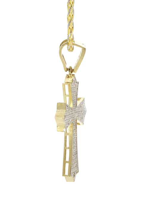 10K Yellow Gold Fancy Link Gold Cross Necklace_4