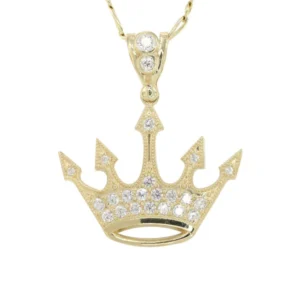 10K Yellow Gold Figaro Crown Necklace | Appx. 8.2 Grams