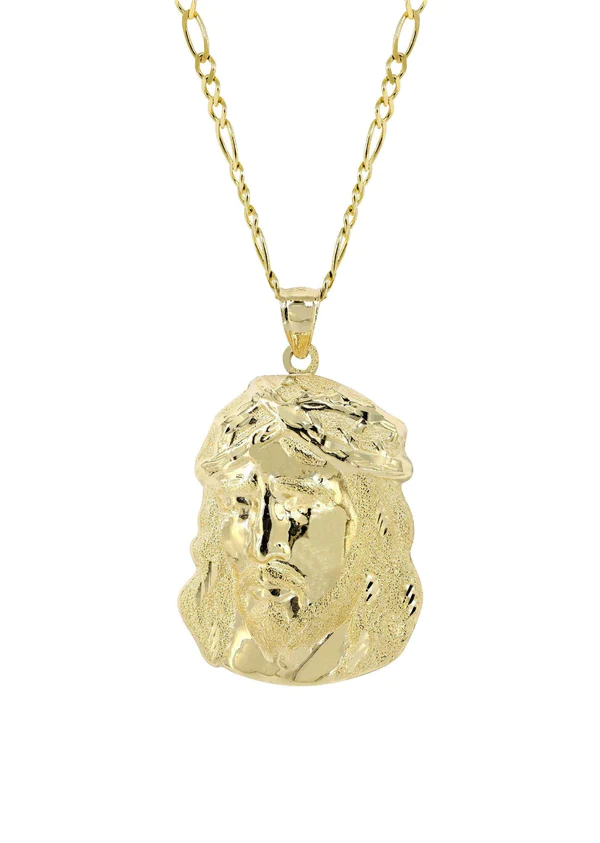 10K Yellow Gold Figaro Jesus Piece Chain 2