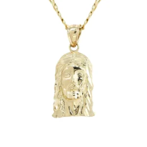 10K Yellow Gold Figaro Jesus Piece Chain | Appx. 6.2 Grams