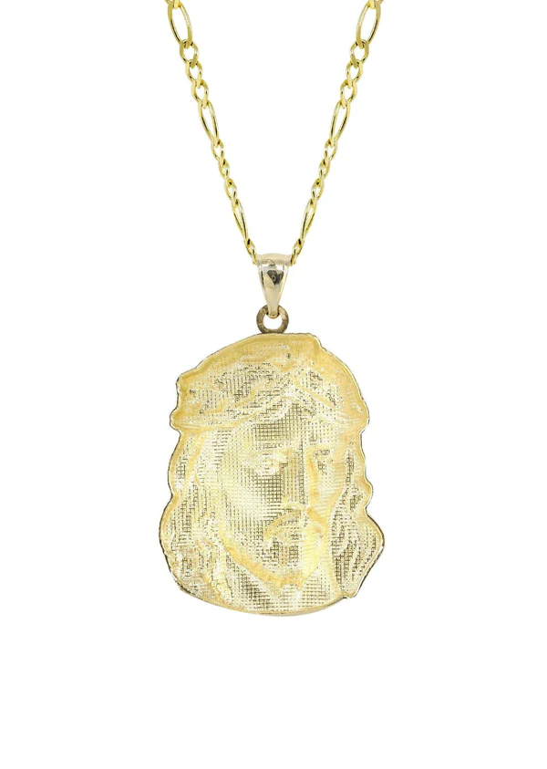 10K Yellow Gold Figaro Jesus Piece Chain 4