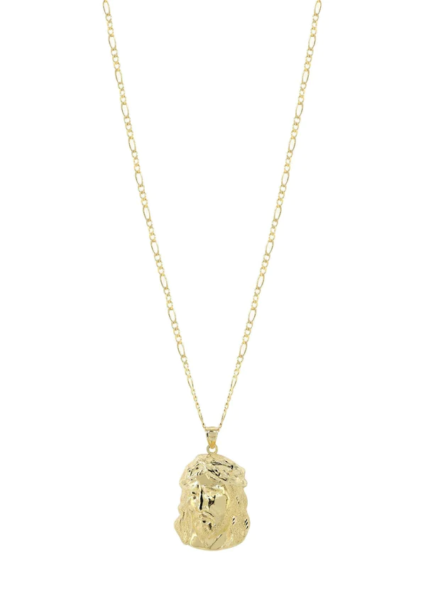 10K Yellow Gold Figaro Jesus Piece Chain 5