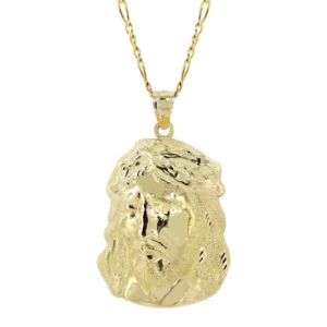 10K Yellow Gold Figaro Jesus Piece Chain | Appx. 9.6 Grams