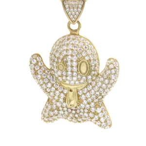 10K Yellow Gold Ghost Emoticon Necklace | Appx. 18.4 Grams