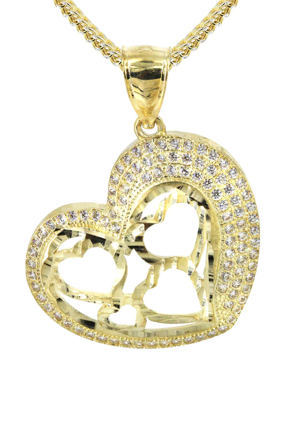 10K Yellow Gold Heart Necklace 2