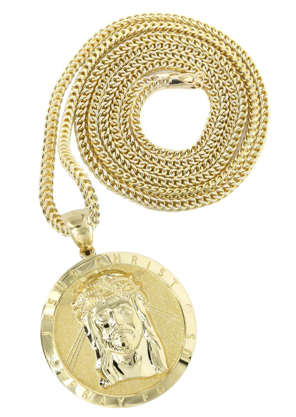 10K Yellow Gold Jesus Piece Necklace 1