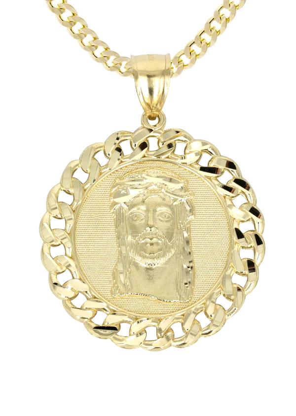 10K Yellow Gold Jesus Piece Necklace 2