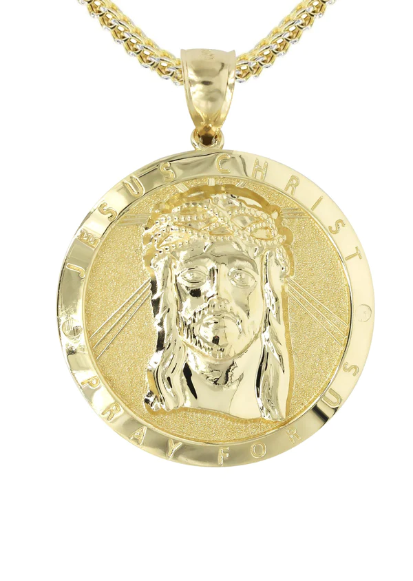 10K Yellow Gold Jesus Piece Necklace 2