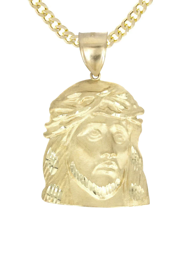 10K Yellow Gold Jesus Piece Necklace 2