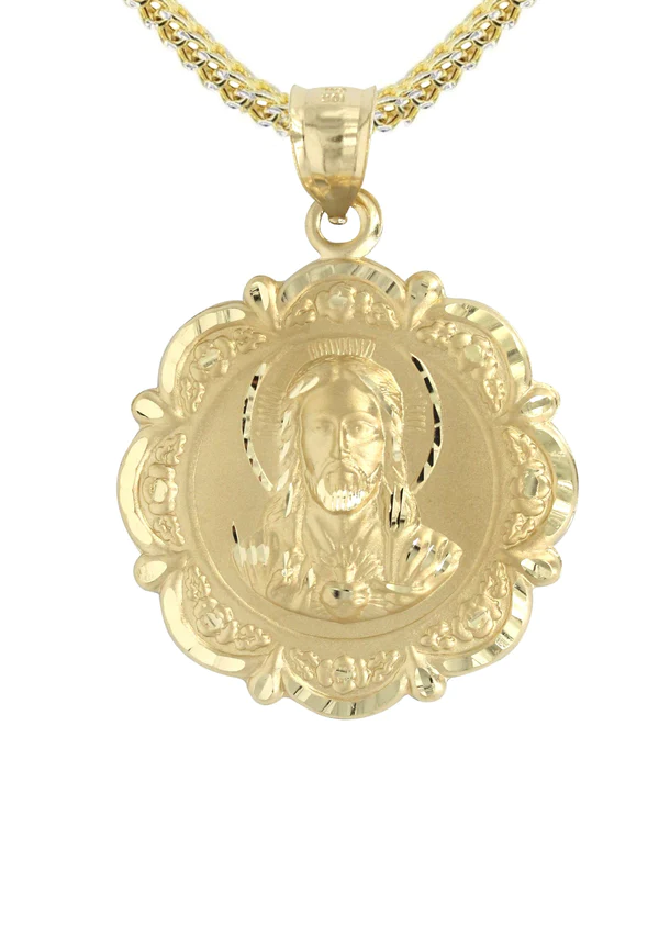 10K Yellow Gold Jesus Piece Necklace 2