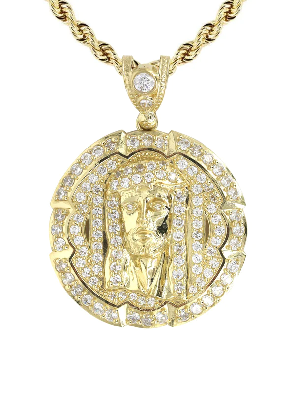 10K Yellow Gold Jesus Piece Necklace 2