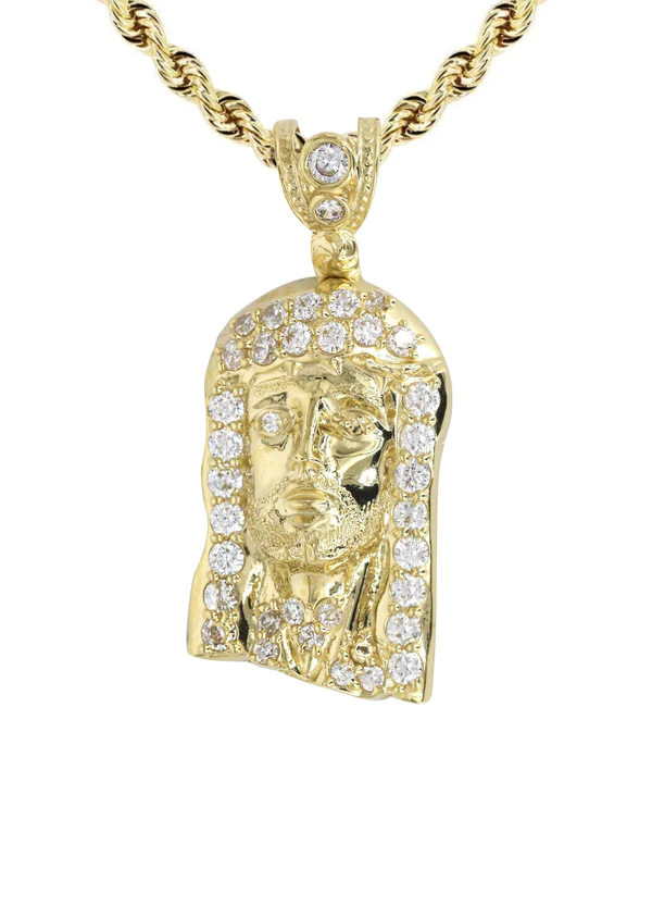 10K Yellow Gold Jesus Piece Necklace 2