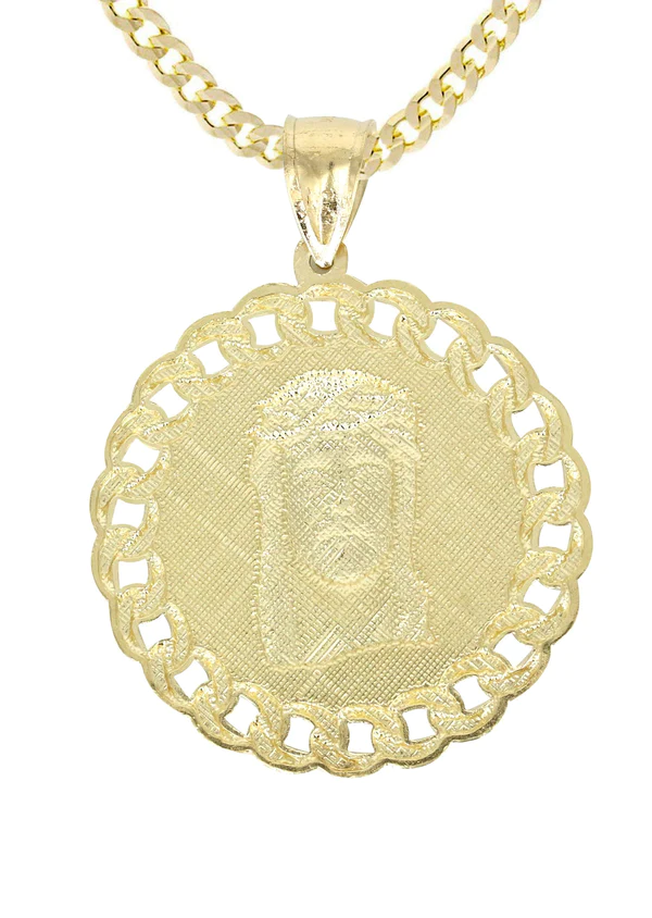 10K Yellow Gold Jesus Piece Necklace 3