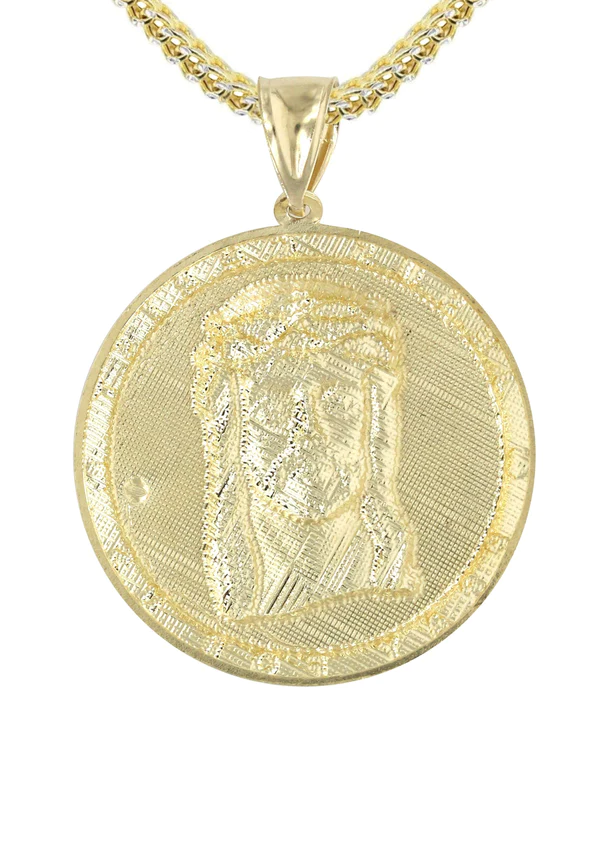 10K Yellow Gold Jesus Piece Necklace 3