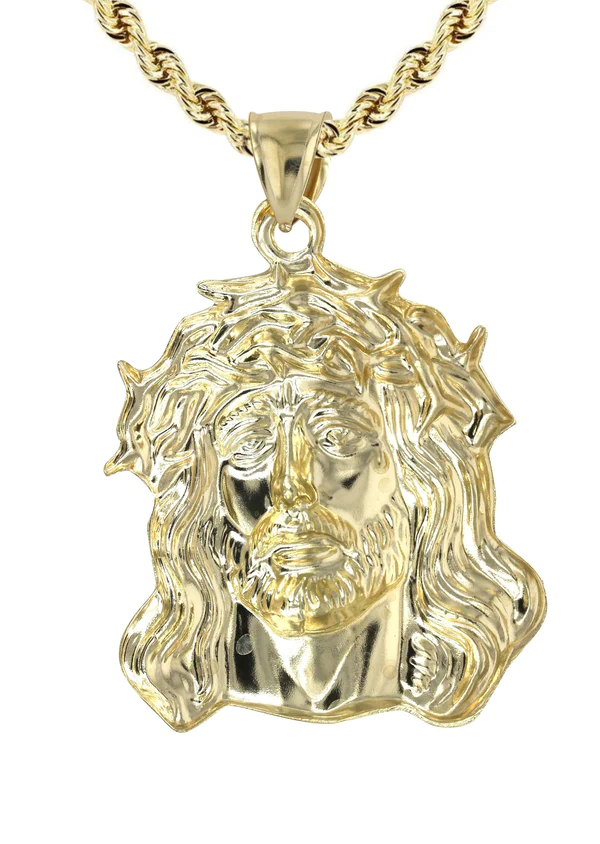 10K Yellow Gold Jesus Piece Necklace 3