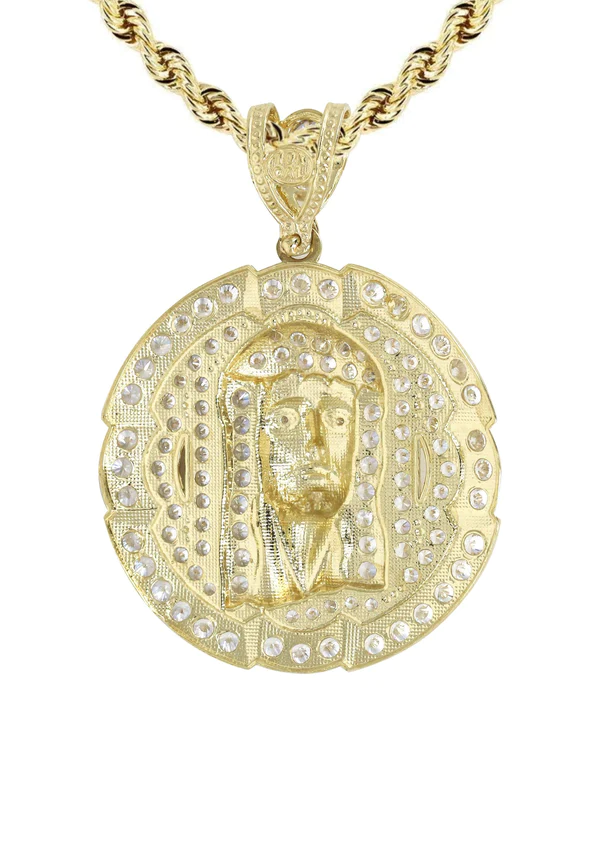 10K Yellow Gold Jesus Piece Necklace 3