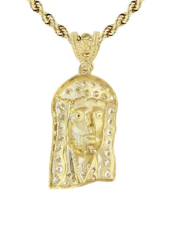 10K Yellow Gold Jesus Piece Necklace 3