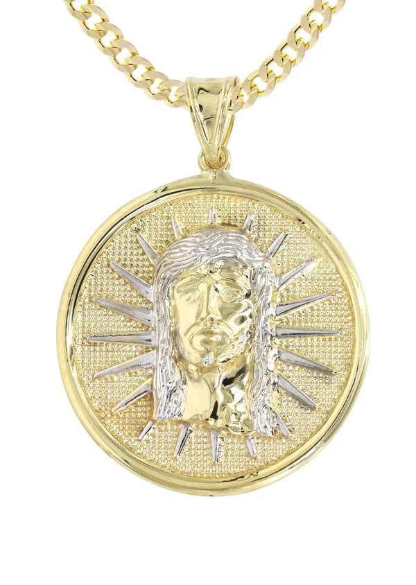 10K Yellow Gold Jesus Piece Necklace Appx. 19 Grams 2