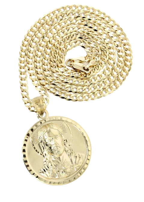 10K Yellow Gold Jesus Piece Necklace_1