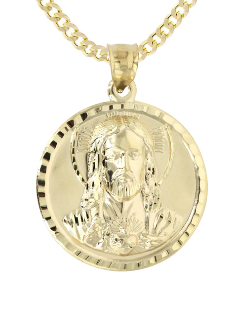 10K Yellow Gold Jesus Piece Necklace_2