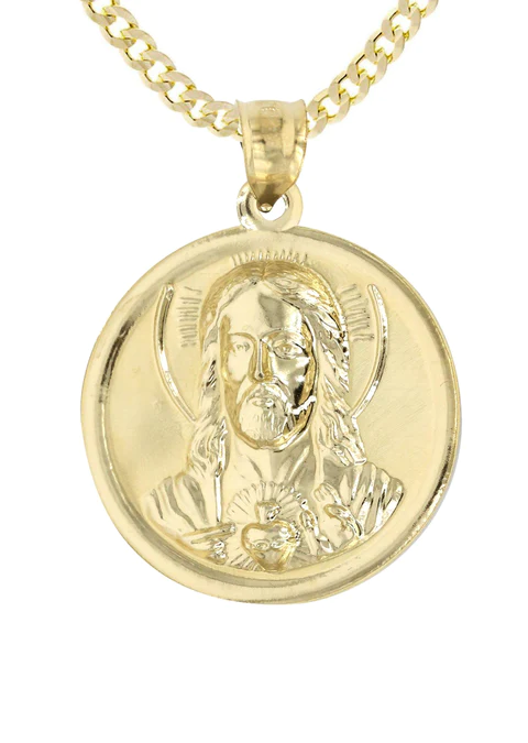 10K Yellow Gold Jesus Piece Necklace_3