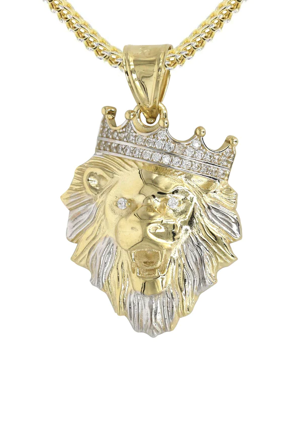 10K Yellow Gold Lion Head Necklace 2