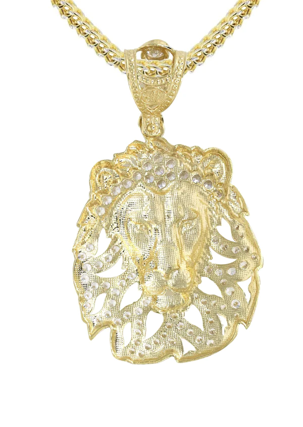 10K Yellow Gold Lion Head Necklace 3