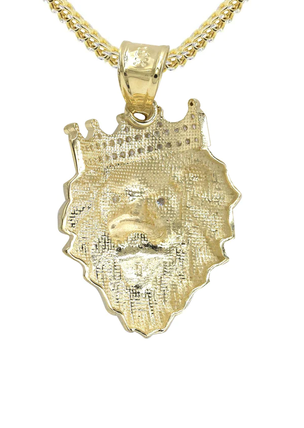 10K Yellow Gold Lion Head Necklace 3