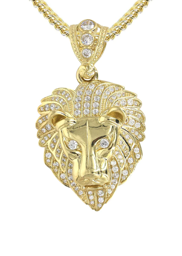 10K Yellow Gold Lion Head Necklace Appx 21.9 Grams 2